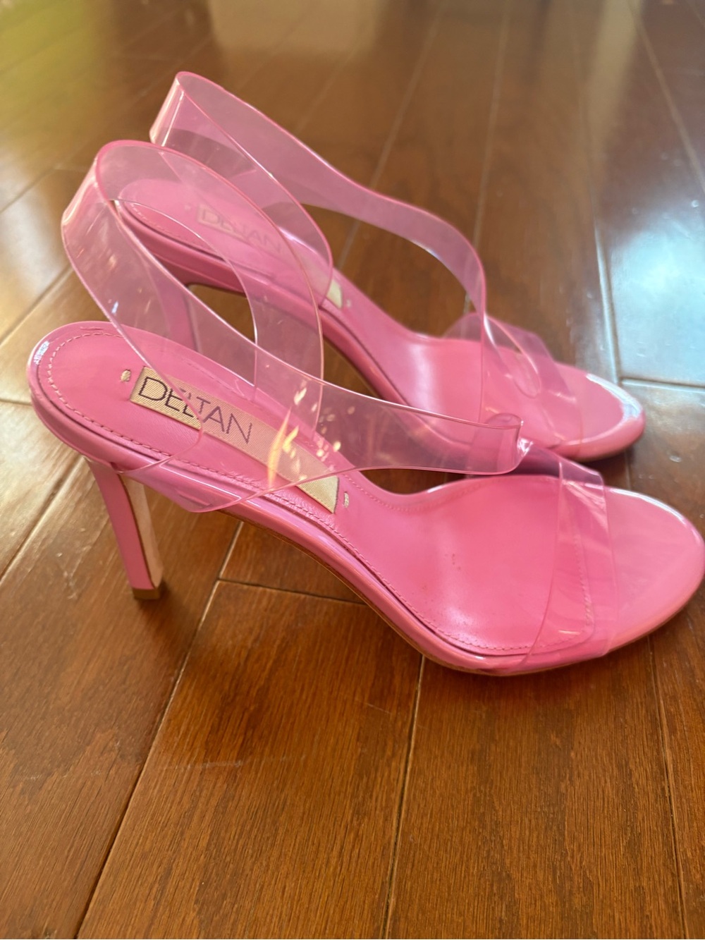 Deltan Pink Clear-Strap High Heel Sandals